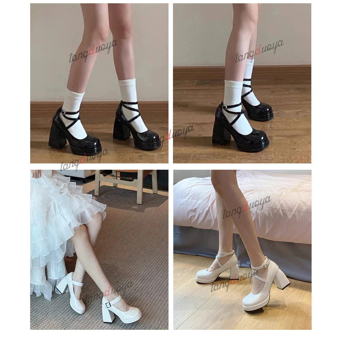 Womens summer Footwear on Heeled Shoes Woman Elegant Vintage Lolita Mary Jane shoes Black Round Toe High Heels party shoes 241225