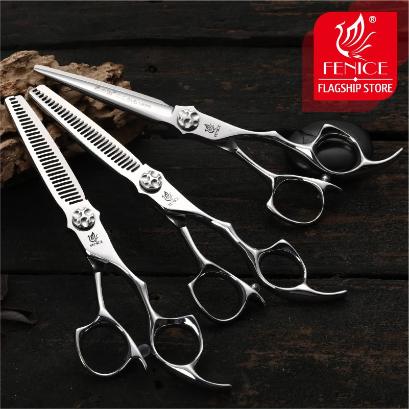 Fenice 6 inch Cutting Thinning Styling Tool Hair Scissors Set Salon Hairdressing Scissors Shears Traceless/V-shaped teeth Blades 241225