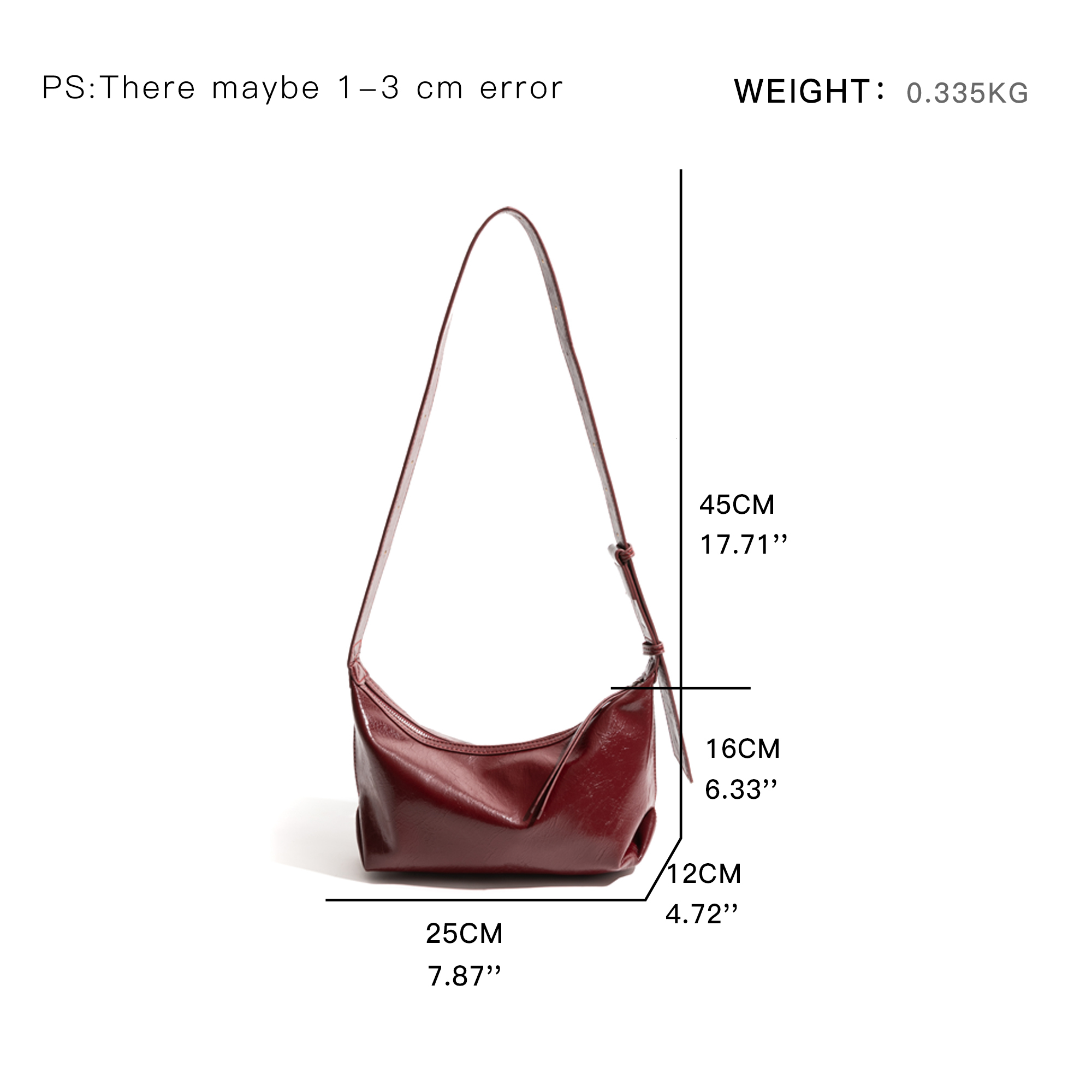 MABULA Vintage PU Leather Half Moon Handbag Fashion Women's Solid Color Shoulder Bag Adjustable Strap Smooth Zipper Phone Purse