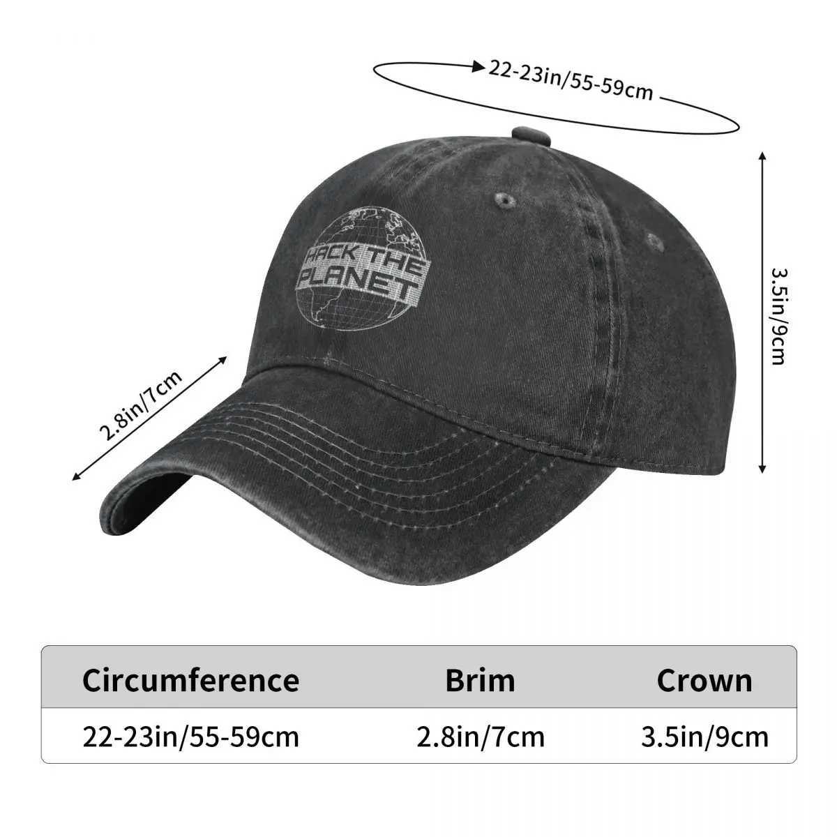 Planet Light Gray Globe hacker baseball cap toe cap mens sun hat designed for computer hackers W241225
