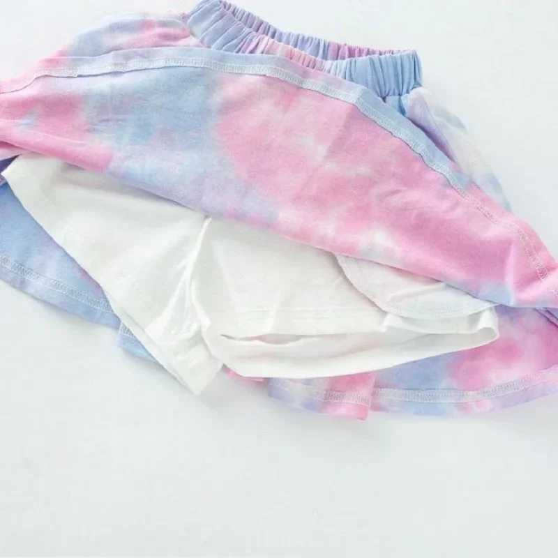 Clothing Sets Children Girls clothes Set Summer Baby Girl Tie Dye Tshirts And Knee Length Skirt 2 Pieces Suit Kid Top Bottom TracksuitsY241225UWQY