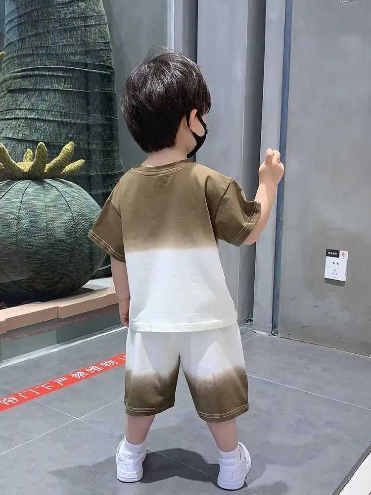 Clothing Sets Summer Children Boy Clothes Set Fashion Short Sleeve Gradient T-shirt and Shorts 2pc Suit Teenage Letter Print Top Bottom OutfitY2412259