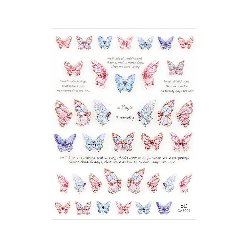 Nail art butterfly sticker explosion 5D relief three-dimensional adhesive nail decal decoration small pattern 241225