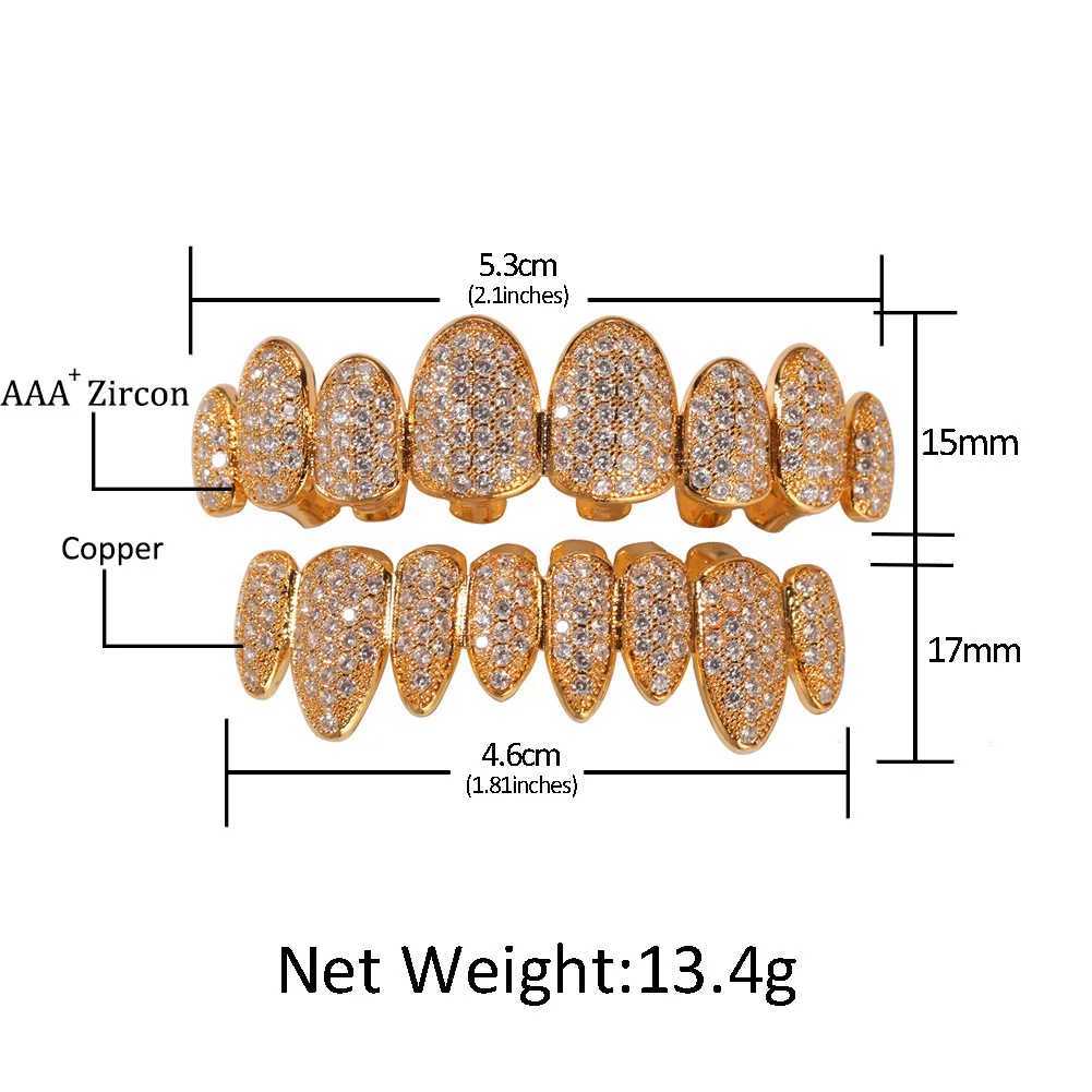 New CZ Bling Teeth Grillz Top Bootom Dental Mouth Punk Teeth Cs Cosplay Party Tooth Rper Hip Hop Jewelry TG018XJ241225