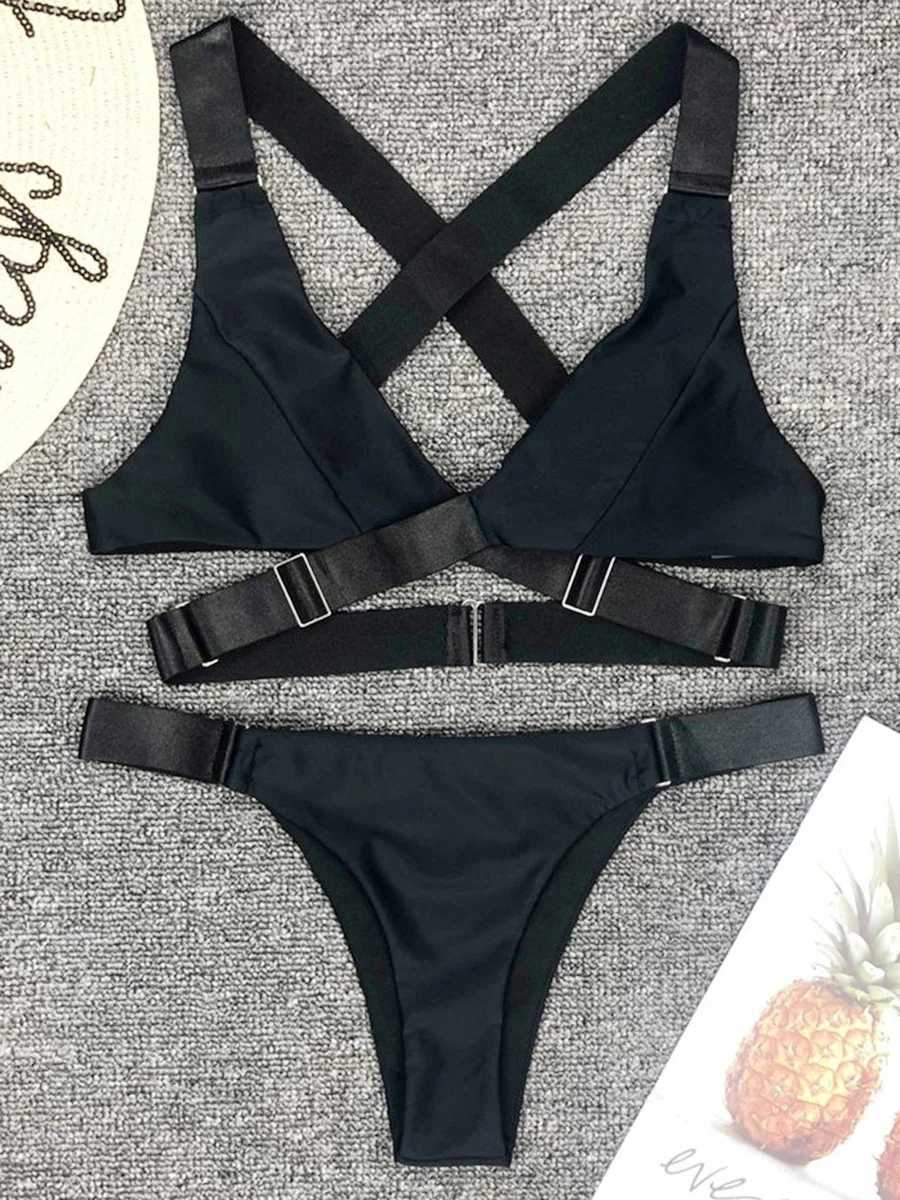 Sexy adjustable buckle belt Vevlet bikini 2024 womens swimsuit womens bikini swimsuit two-piece bikini swimsuitW241225