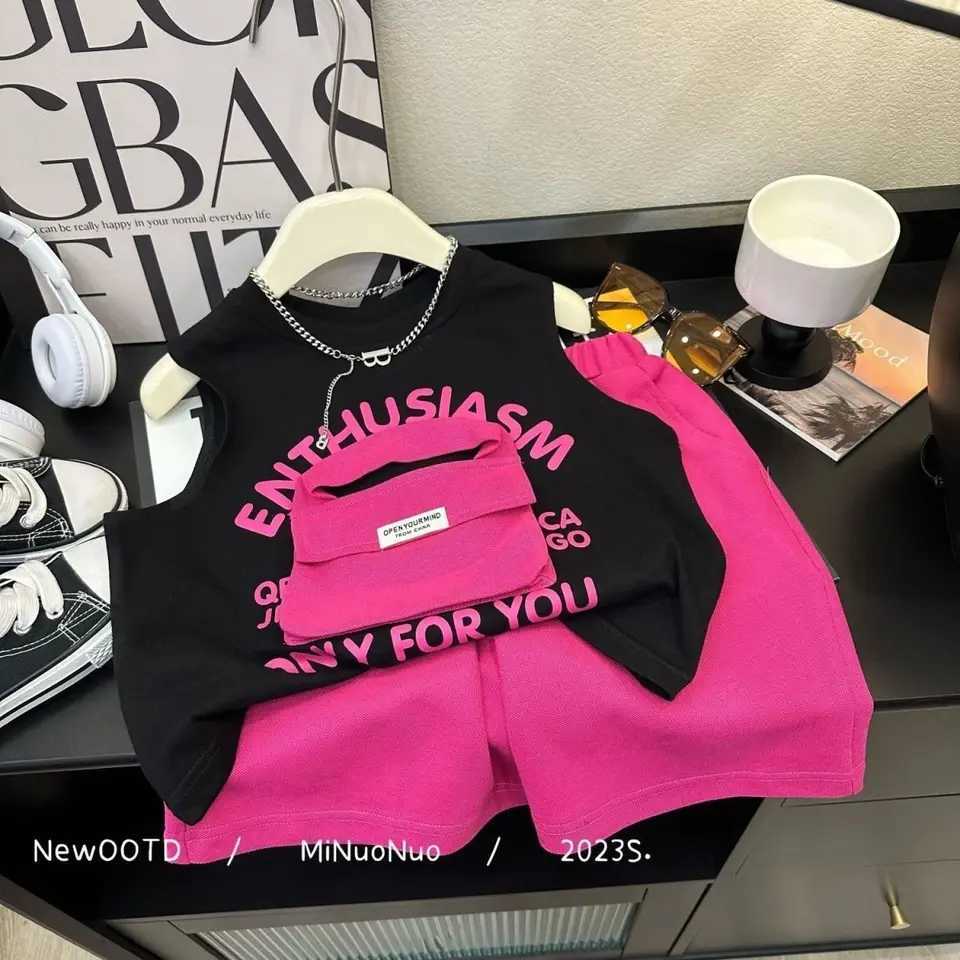 Clothing Sets Summer Baby Boys Clothes Set Children Cartoon Letter Printed Vest T-shirts and Shorts 2pcs Suit Kid Top Bottom Fashion OutfitsY241225Q3I