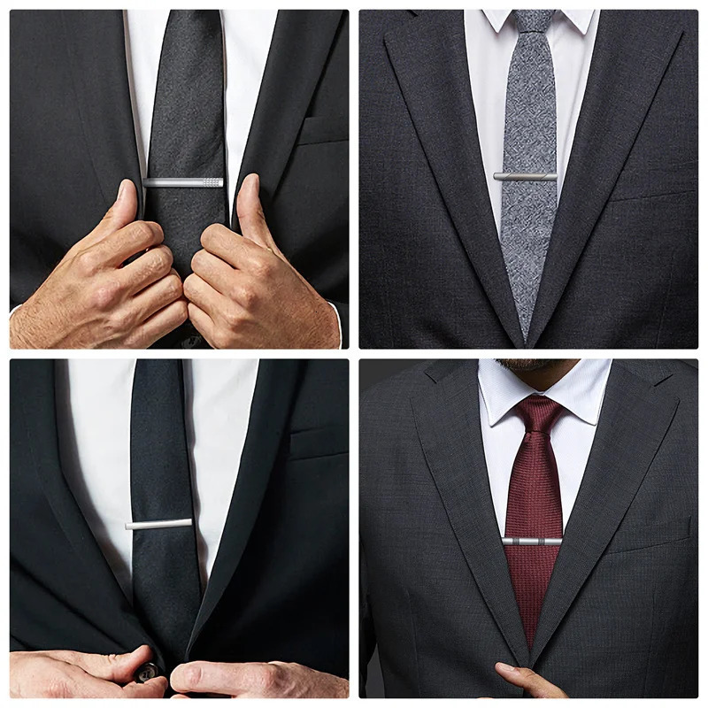 7/8/10 PCS Tie Clip Set With Gift Box Wedding Guests Gifts Metal Man Shirt Cufflinks Mens Gift For Husband Jewelry 241225ww