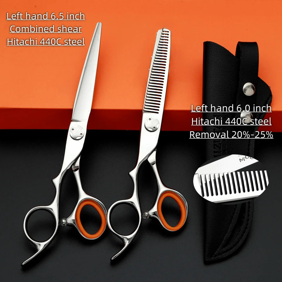 Professional Left hand Barber scissorsSet of 6-6.5-6.8 inches hairdressing scissorsHitachi 440C steel barbershop accessories 241225