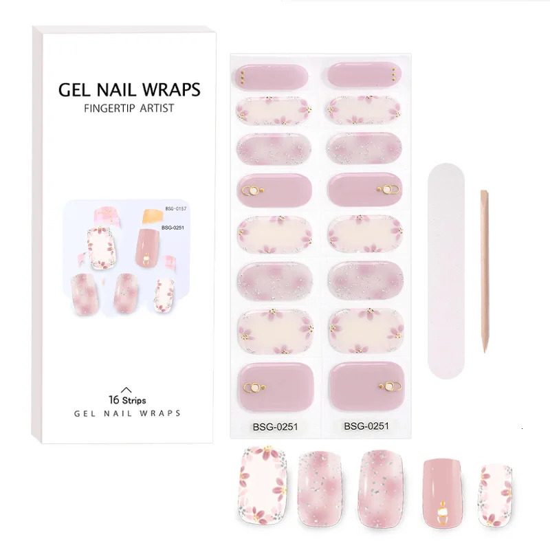 Semi Cured Gel Nail Wraps Patch Manicure Nail Art Decor UV LED Lamp Cured Long Lasting Gel Nail Stickers Full Cover Nail Decals 241225