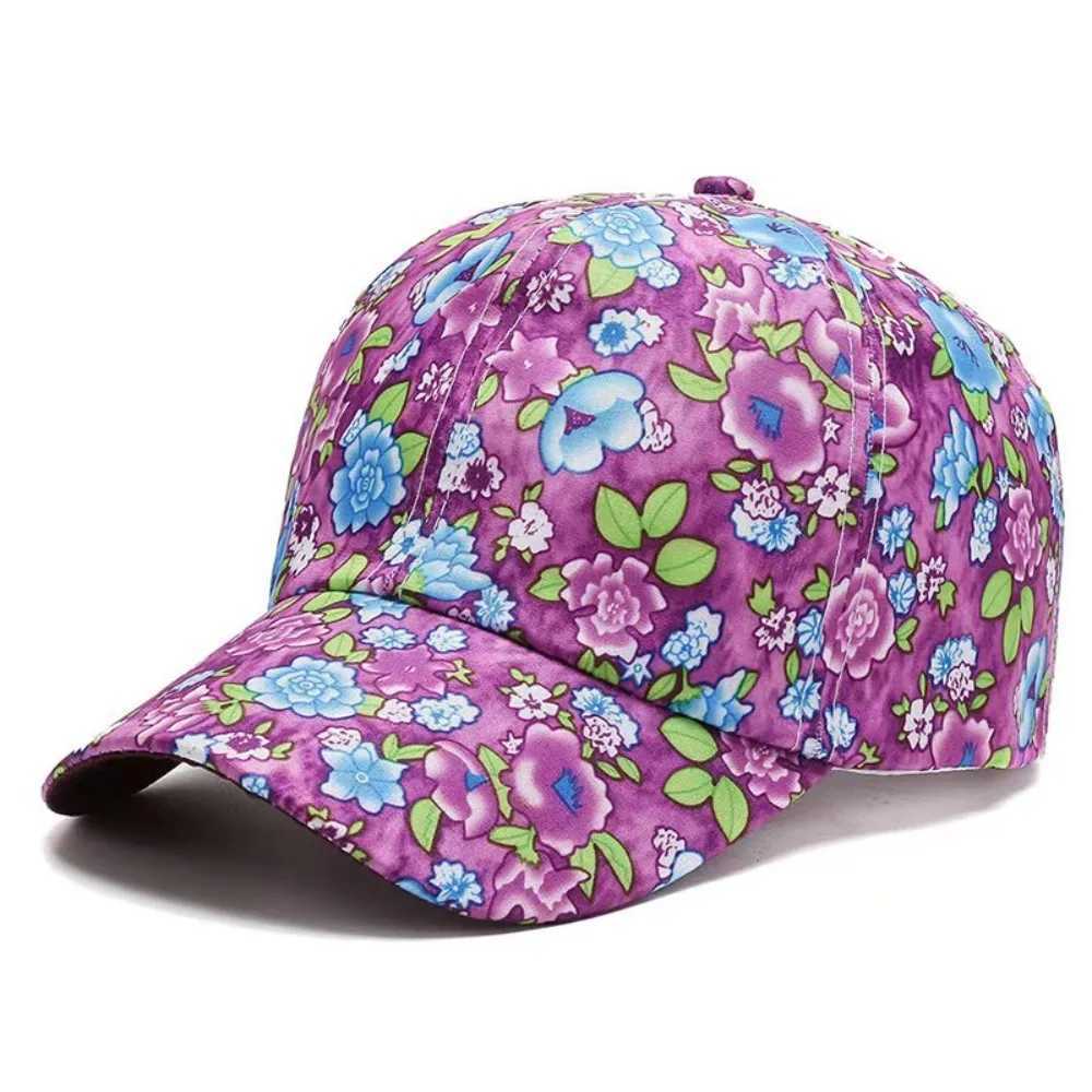 Adjustable cotton baseball cap fashionable printed breathable elegant padded cap casual retro leather cap for women W241225
