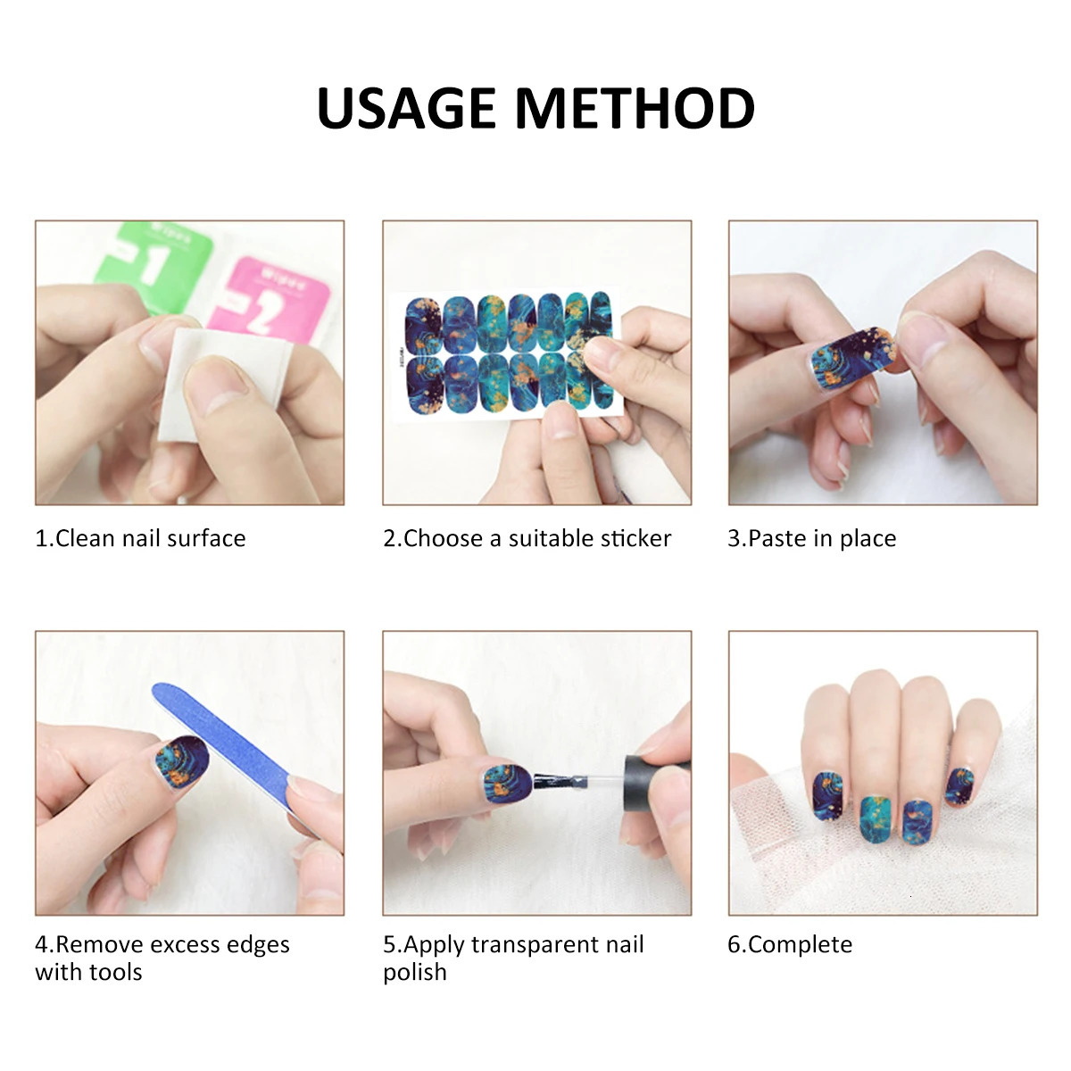 12 Sheets Nail Polish Stickers Self-Adhesive Nail Polish Stickers with Nail File Fully Wrapped Nail Stickers DIY Nail Art Decals 241225