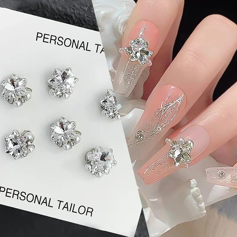 40Pcs/Bag Special-shaped Nail RhinestonesTransparent Pink Auroras Heart Star Butterfly 3D Nail Art Charms Manciure Nail Decorati 241225