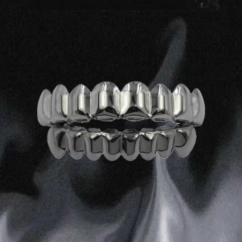 YOUNGX Hip Hop Classic 8/8 Glossy Teeth Grillz 14K Top Bottom Gold Plated Tooth Cs For Women Bo JewelryXJ241225