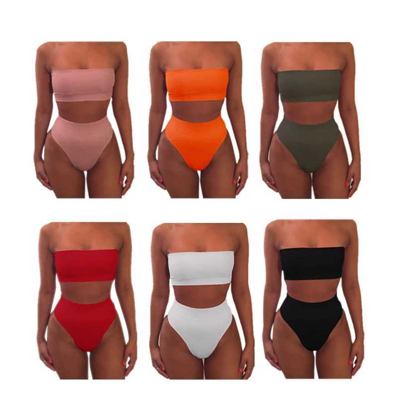 High waisted bikini swimsuit womens push up swimsuit tube top swimsuit bikini Brazilian bikini new two-piece trend swimsuitW241225