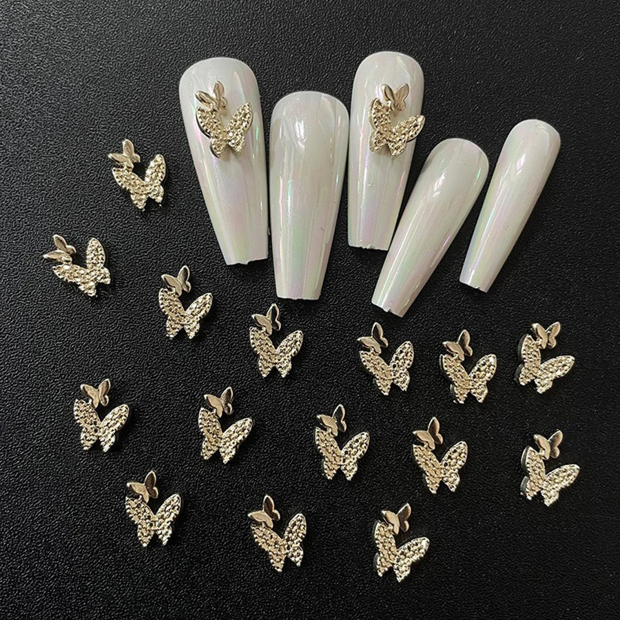 100Pcs/Pack 3D Alloy Bow Nail Charms Butterfly Nail Art Charms Cute Bow Charms For Nails Nail Bowknot Butterfly 241225