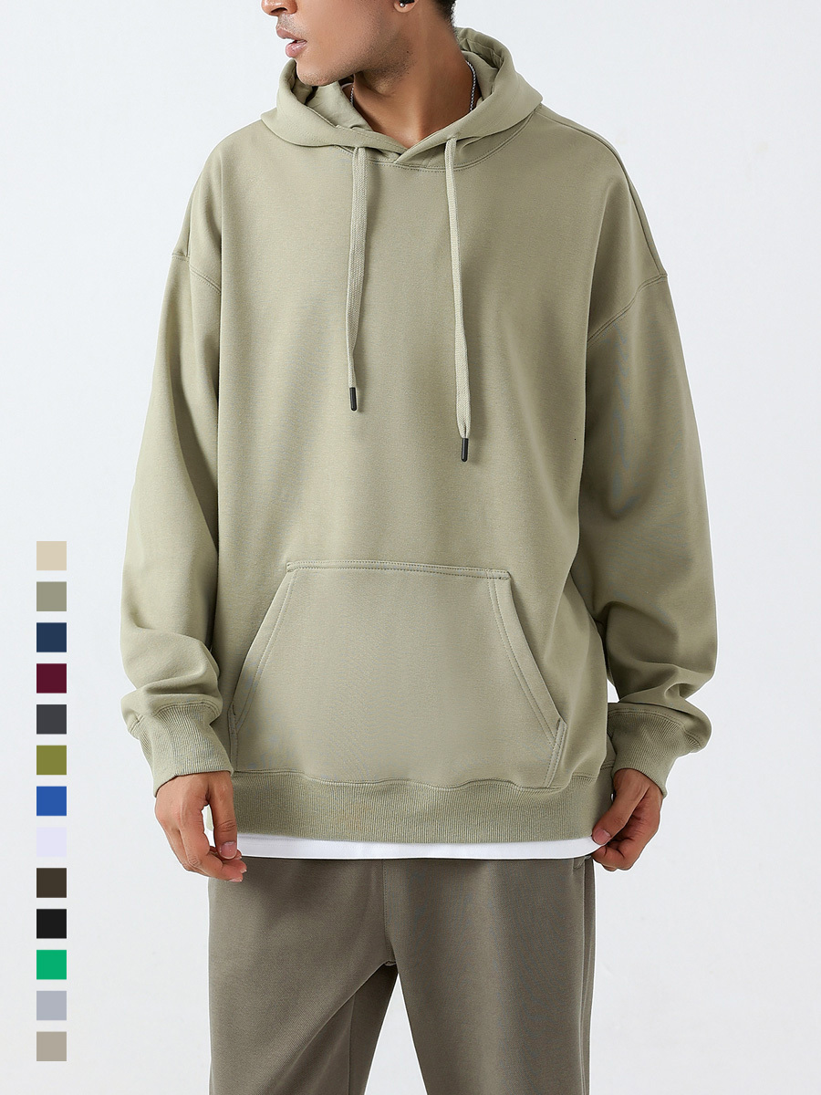 New Hoodies Sweatshirt Mens 600G Fleece Thicken Plus Size Solid Basic Essential Unisex Casual Women Pullovers Jogger Tops