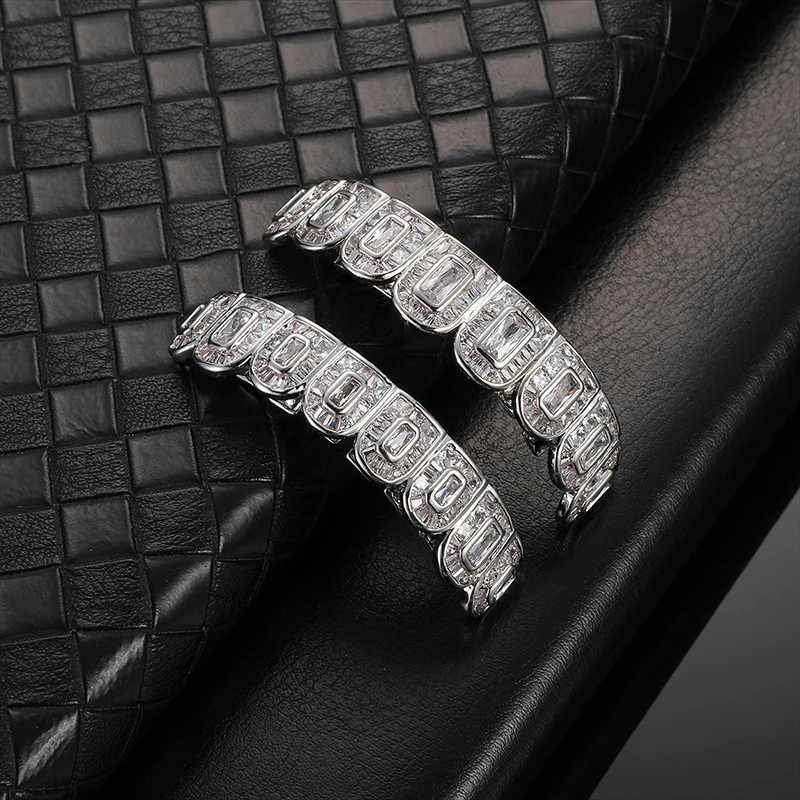 Hip Hop Full Baguette CZ Stones Teeth Grillz Cs Cubic Zircon d Out Micro Pave Top Bottom Charm Grills For Men Women JewelryXJ241225