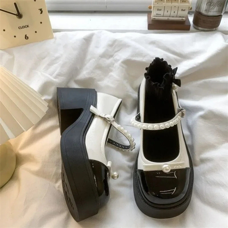 Shoes Female Mary Janes Womens High Heels Fashion Buckle Strap Office and Career Round Toe Platform Heelszapatos 241225