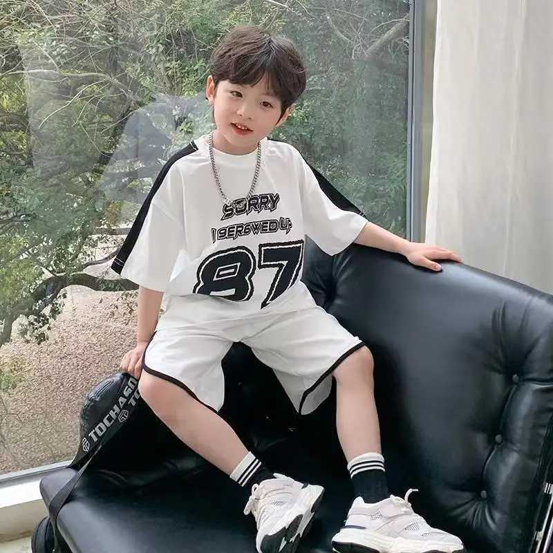 Clothing Sets Summer Children Boy Clothes Set Letter Printed Short Sleeeve T-shirts and Shorts 2 Pieces Suit Kid Fashion Top Bottom OutfitsY241225HMEX