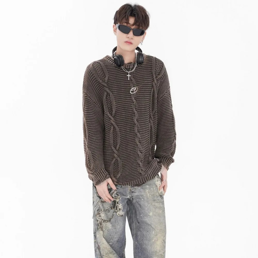 Ripped Grunge Christmas Sweater Men Oversize Punk Knit Gothic Tops Winter Clothe 2024 Y2k Streetwear Pullovers 241225
