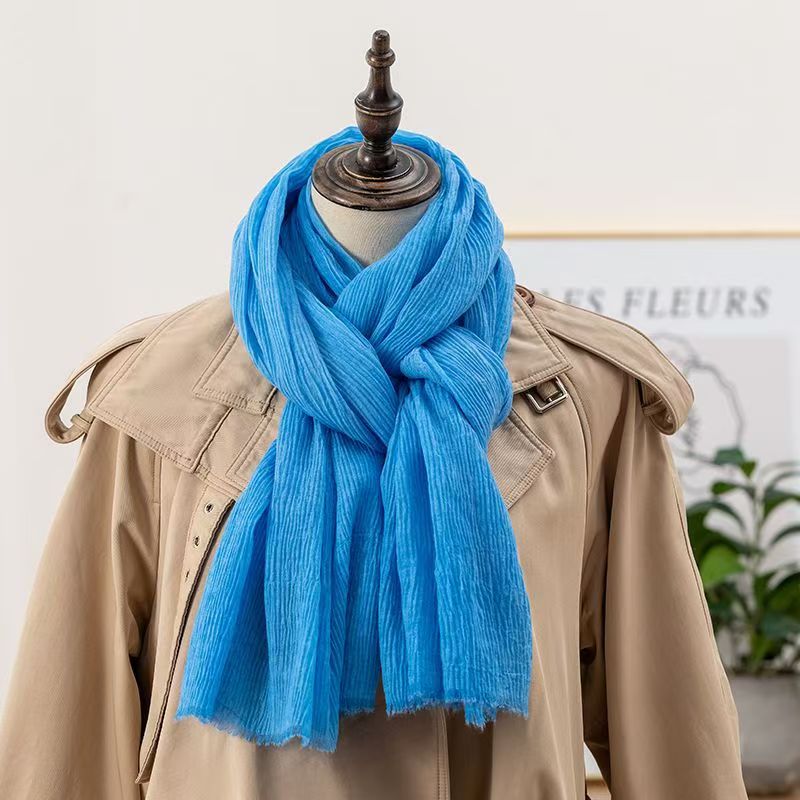 T032 New Korean Style Room Shawl Outerwear Women's Warm Windproof Neck Thin Cotton and Linen Scarf
