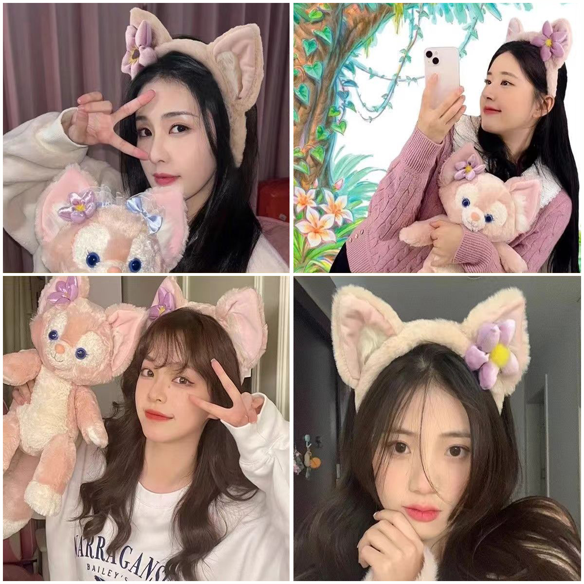 Plush Hair Band Cartoon Cute Cat's ears Steamed cat-ear shaped bread Head Band Net Red Same Style Face Wash Photo Hair Accessories Wholesale