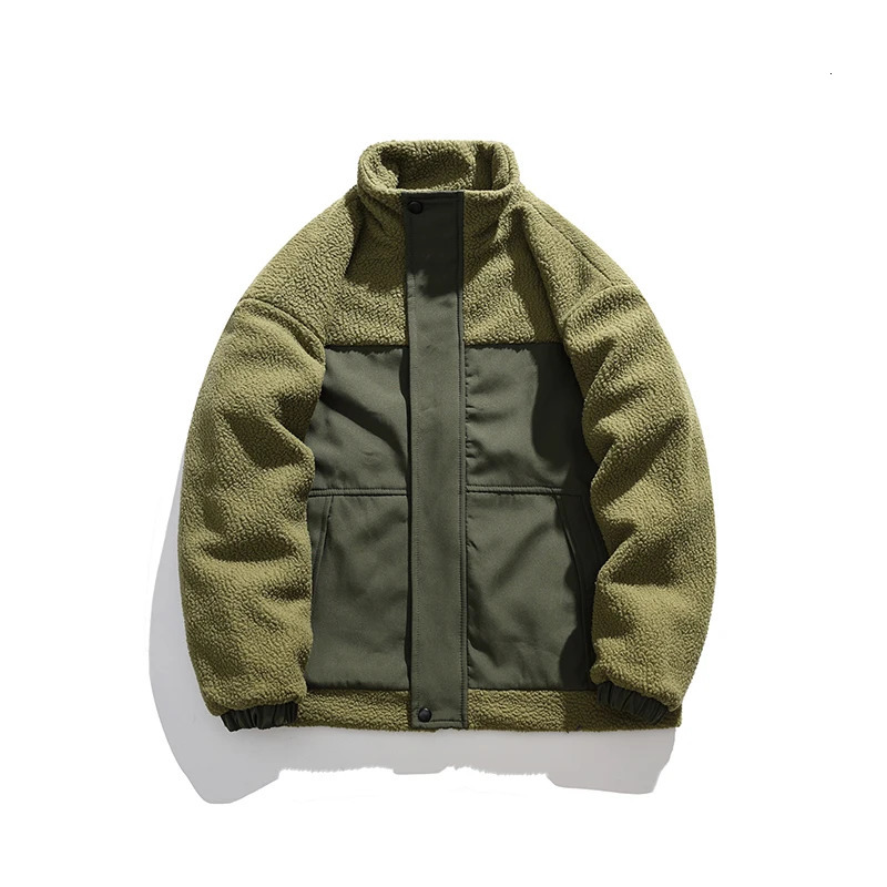 Turtleneck Preppy Style Zipper Lantern Long Sleeve Coats Jackets Solid Color Pocket Mens Clothing Casual Loose Vintage Tops 241225
