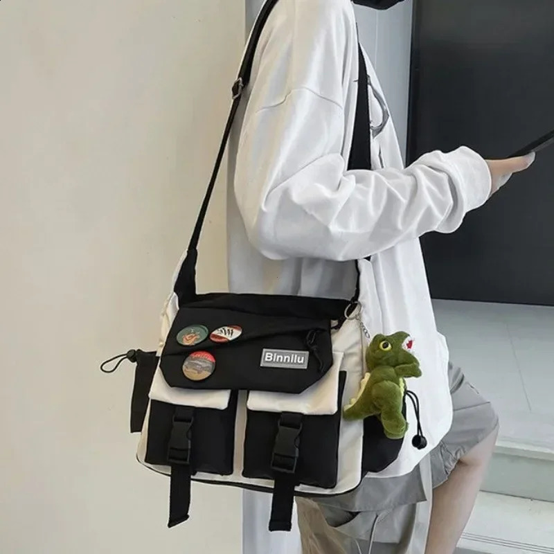 Harajuku Men Nylon Crossbody Bags for Women Messenger Bag Girls School Book Bags Youth Canvas Handbags Shoulder Bag Bags 250218