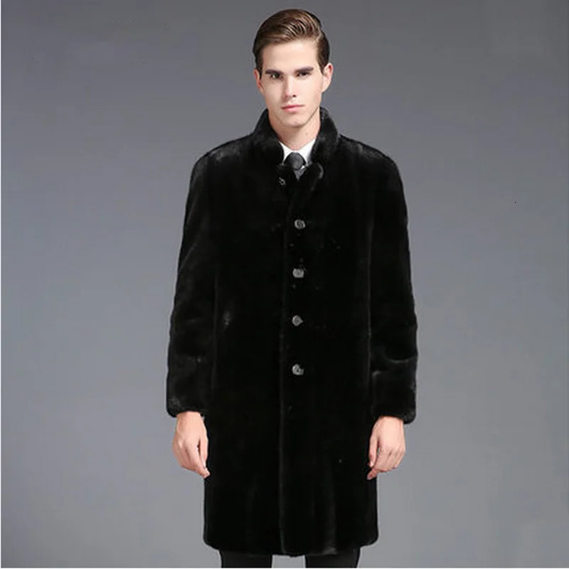 Autumn and winter mens fur coat mink European American long warm windbreaker Fur men jacket 241225