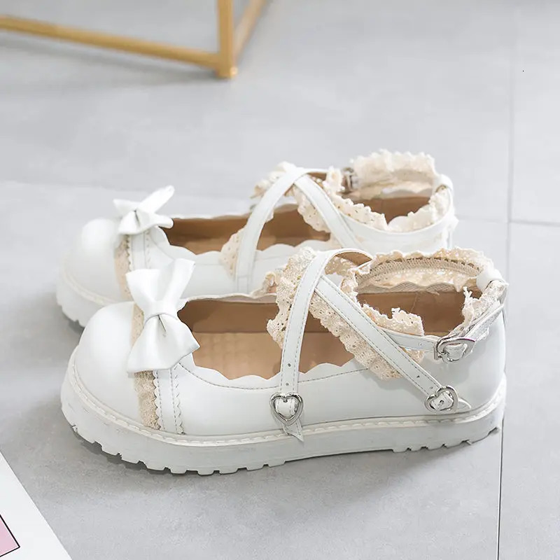 gothic lolita shoes Womens Kawaii red Cosplay shoes with bow Princess Shoes Students girls Lovely Cross Straps Mary Jane Shoes 241225