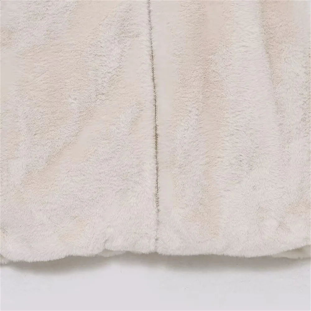 UNIZERA loose sleeveless hooded solid color fur vest autumn and winter zipper jacket for women 241220