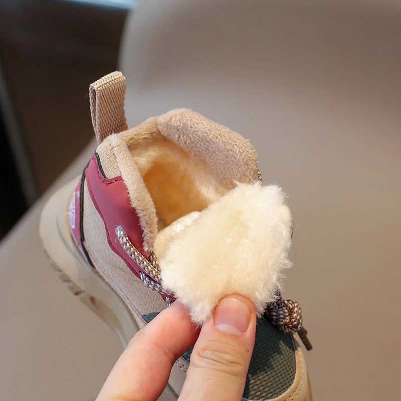 Athletic Outdoor 1-8 Years Old Childrens Snow Boots Khaki Padded Thickened Boys Girls Cotton Shoes Hundred Anti-skid Kids Boots Toddler Shoes H241223