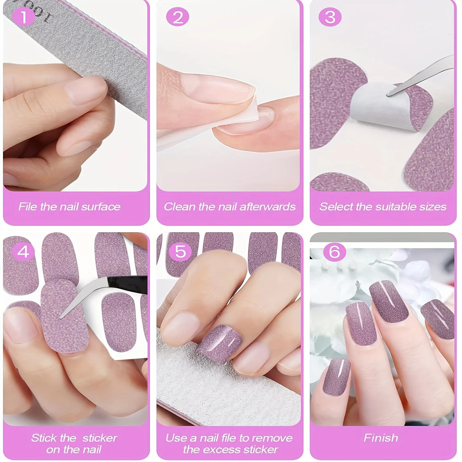20 Full-Pack Nail Polish Stickers Nail Strips with 2 Double-Sided Nail File Nail Art Gel Nail Polish Strips Self-Adhesive Press 241225