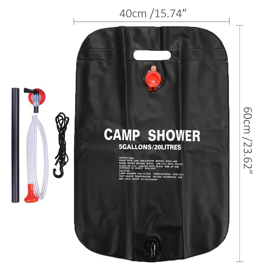 20L portable beach camping shower bag traveling PVC camping solar shower for outdoor