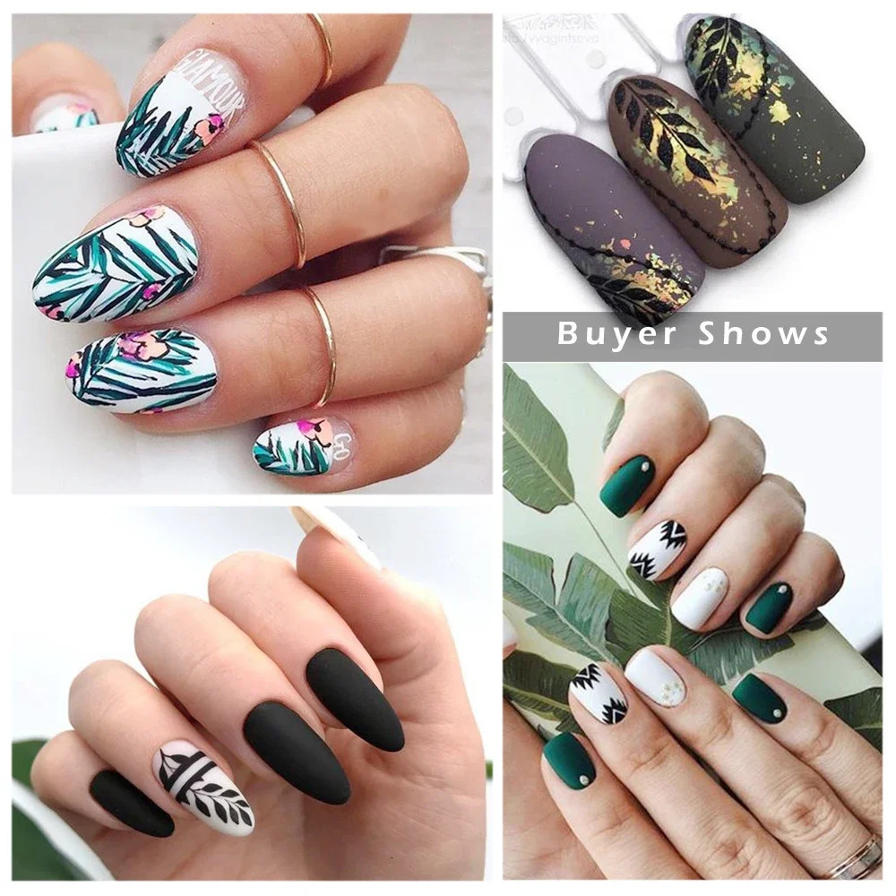 Water Transfer Nail Art Sticker Set Black Lace Flower Leaf Decal Slider Wraps Tips Decor DIY Manicure SASTZ808-855 241225