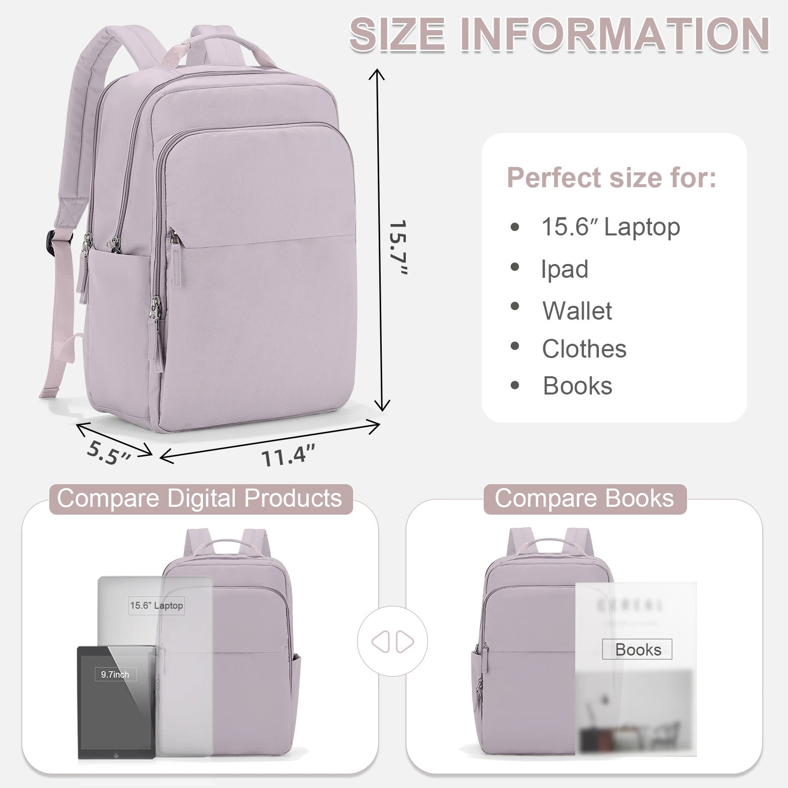 Backpacks for Women Versatile College Daypack Casual Student Schoolbag Waterproof Large-Capacity Travel Backpack Laptop Bag 241225