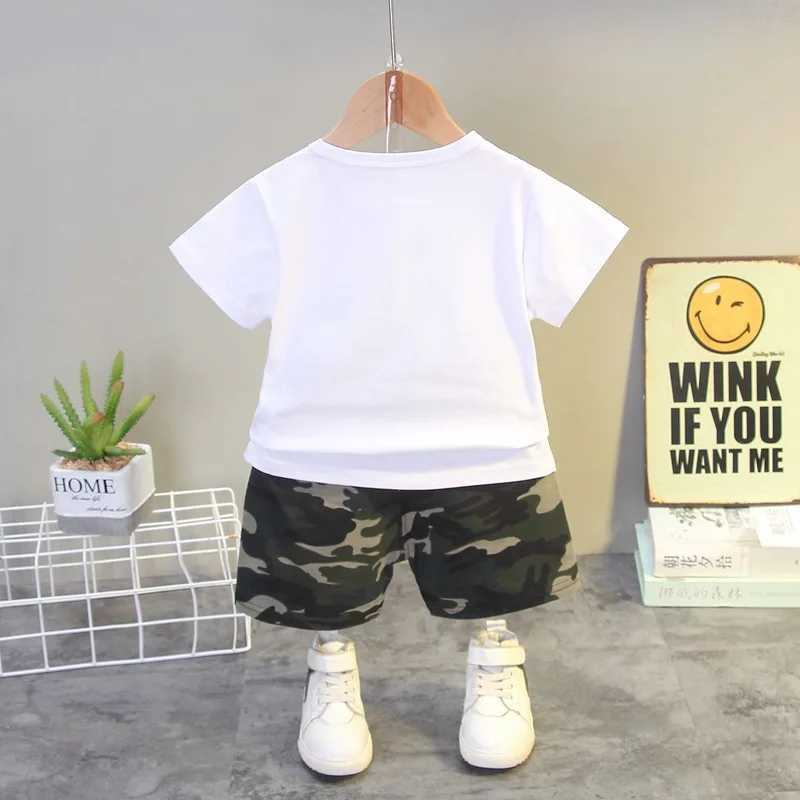Clothing Sets New fashion summer baby girl clothing childrens sports T-shirt shorts 2PCS/set childrens clothing childrens track and field clothingY241