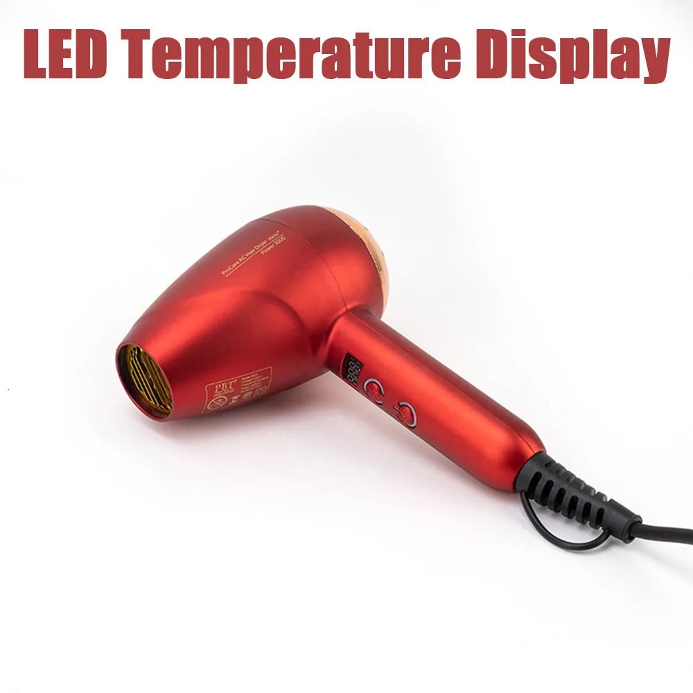 3000W Professional Hair Dryer with LED Temperature Display Electricity Blower and Cold Air Hairdyer Strong Wind Dry Quickly 241225