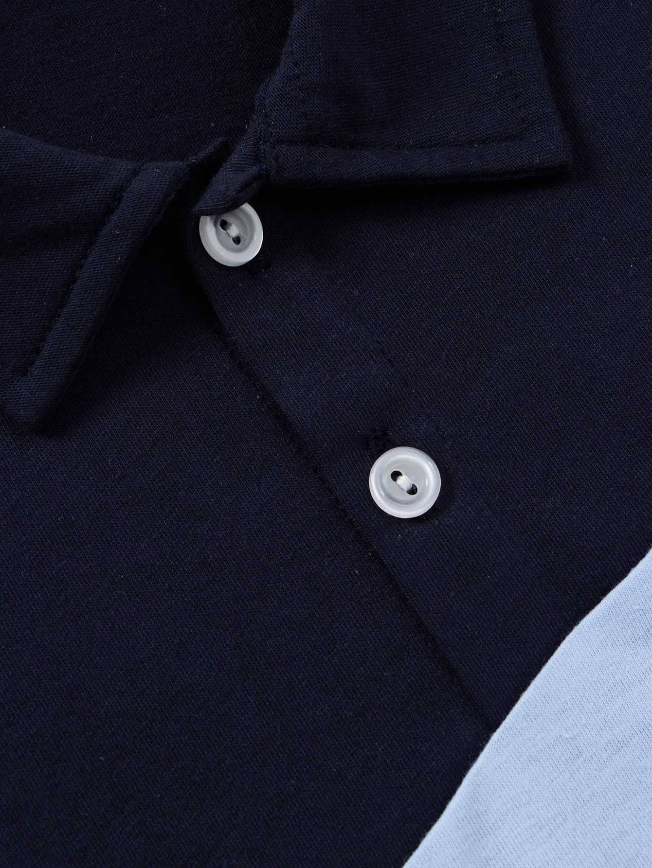 Boys summer personali trend color contrast diagonal splicing lapel short-sleeved fashion casual handsome POLO shirtXJ241225