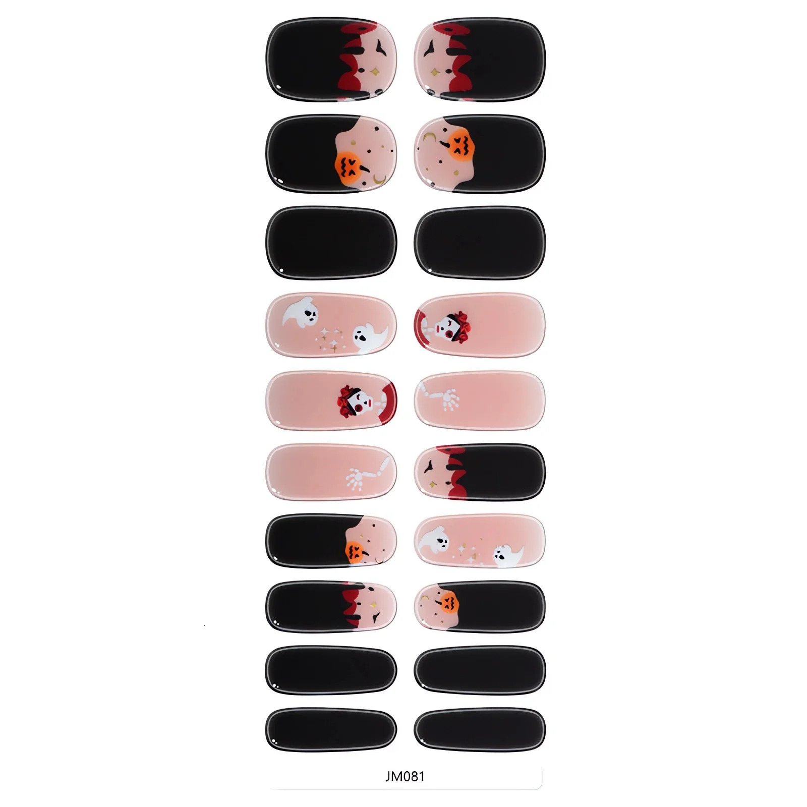 Halloween Semi-Cured Gel Nail Stickers - Golden Marble Full Cover Waterproof Long Lasting Adhesive Nail Strips UV Lamp 241225