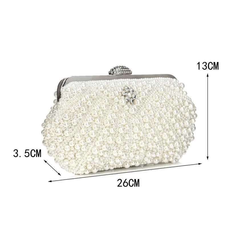 High Quality Sekusa Beded Women Evening Bags Diamonds Shell Ladies Small Day Club Party Dinner Wedding Bridal Hollow Pearl Handbag Purse T241225