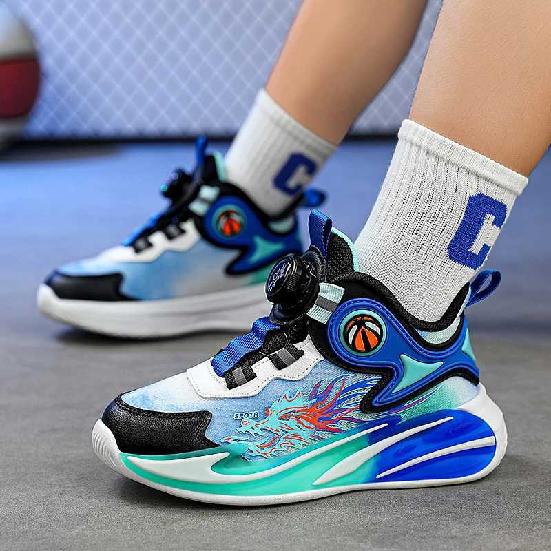 Athletic Outdoor Boy Basketball Shoes Children Sneaker Fashion Kids School Running Shoes Rubber Sole Non-slip Sports Sneaker for Boy H241223