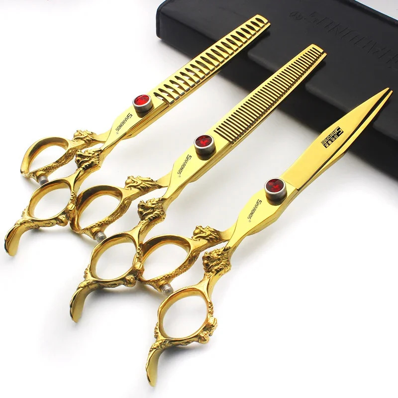 German 440 Professional Hairdressing Scissors for Hairdressing Professionals 7-inch Flat Cutting Teeth Cutting Set. 241225