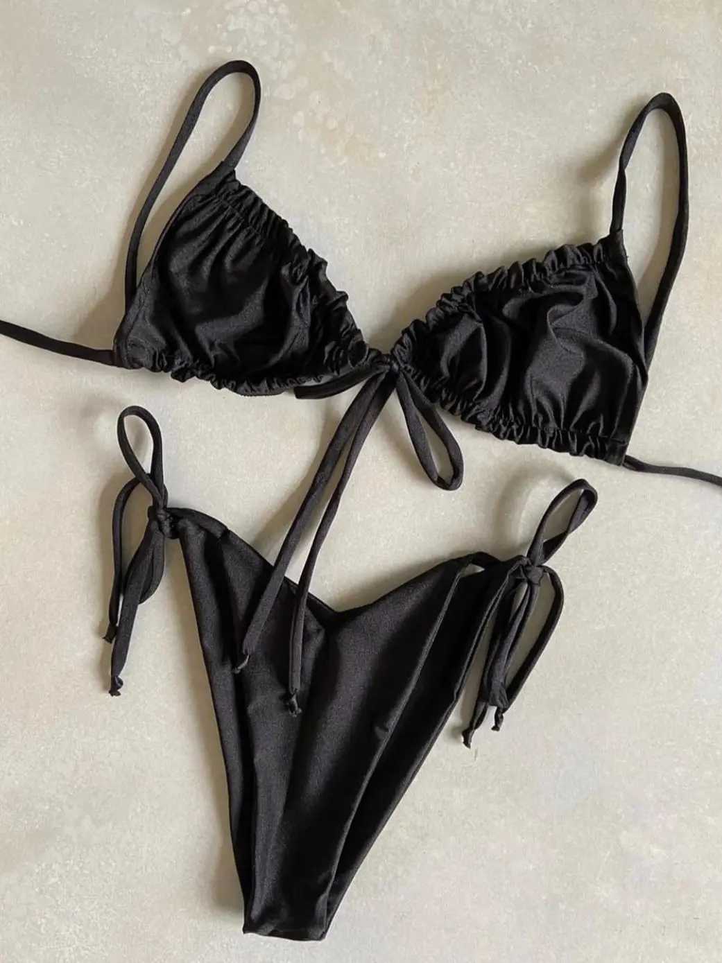 2020 Womens Swimsuit Ring Bikini Double sided Solid Color Swimsuit Sexy Bikini Pool Party Basic NewW241225