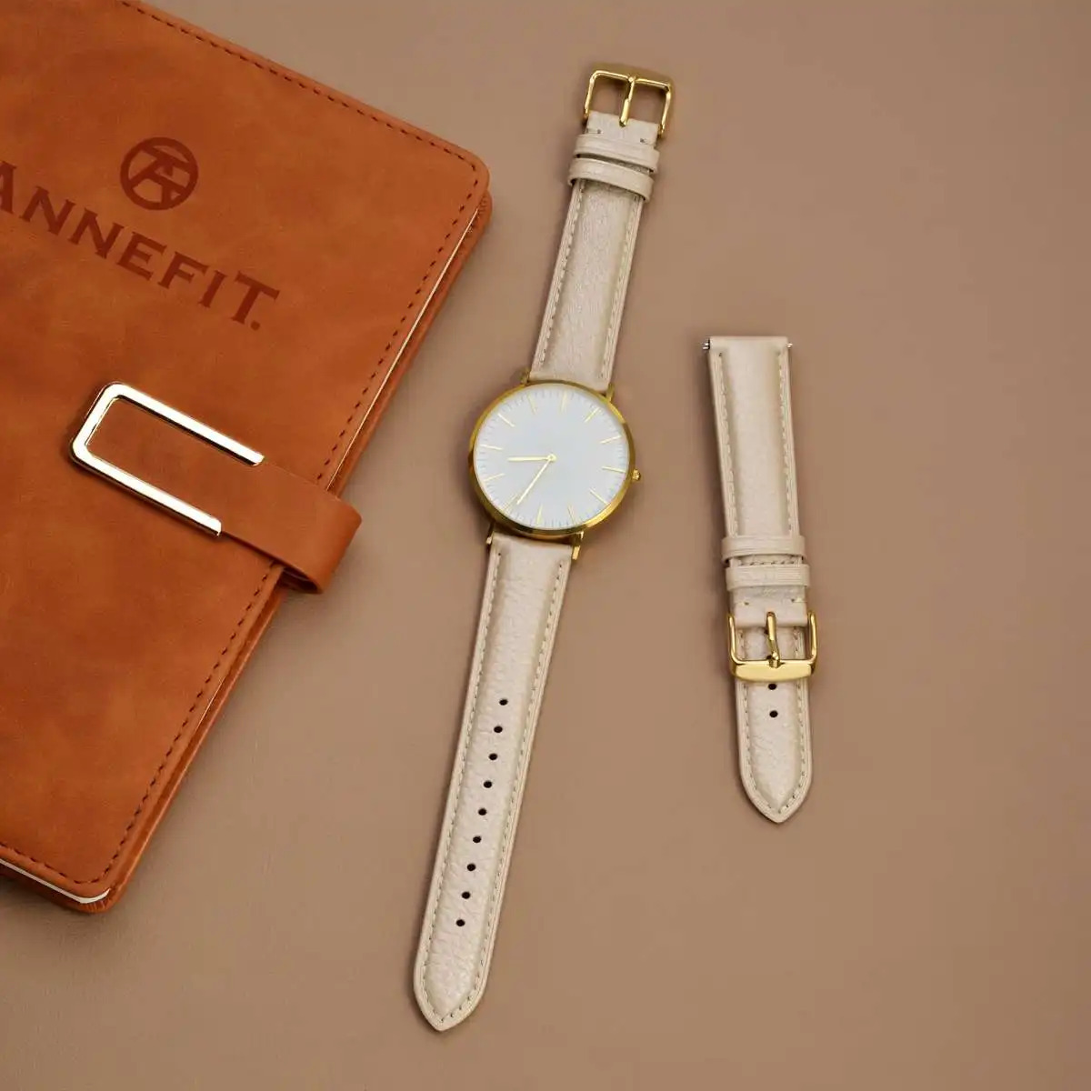 ANNEFIT Calfskin Leather Watchband Soft Material Genuine Leather Watch Band Wrist Strap16mm 18mm 19mm 20mm 22mm with Gold Buckle 241225