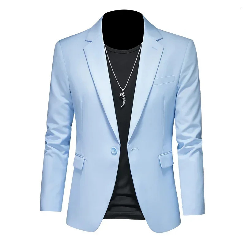 Fashion Mens Business Casual Blazer White Red Green Black Solid Color Slim Fit Jacket Wedding Groom Party Suit Coat M6XL 241225