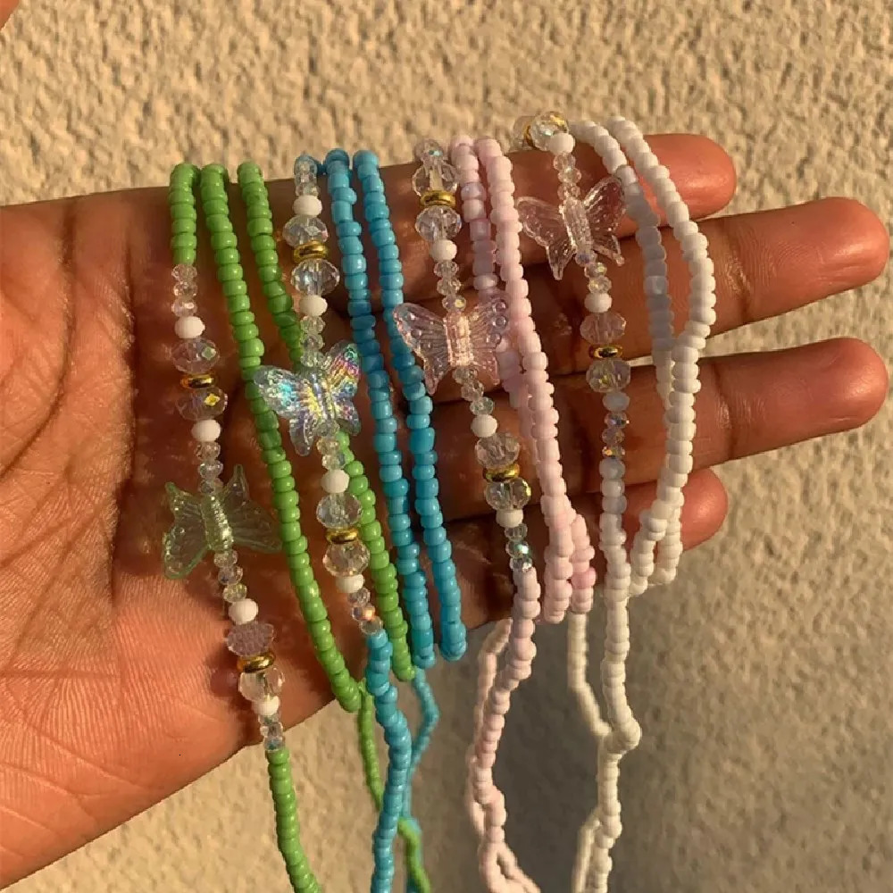 Bohemian Butterfly Beaded Waist Chain for Weight Loss Africa Jewelry for Women Belly Beads Chain Plus Size Bikini Chain 241225
