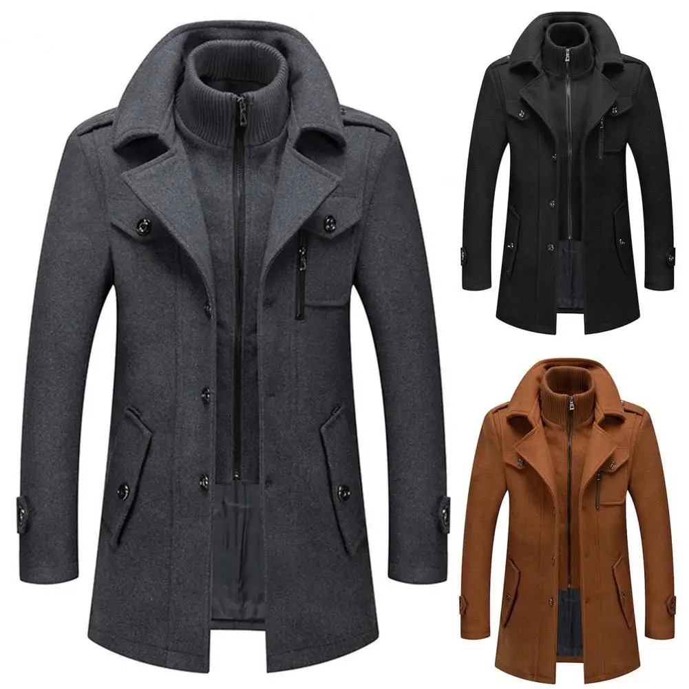 Jacket Double Collar Male All Match Zipper Buttons Coat Men for Travel 241224
