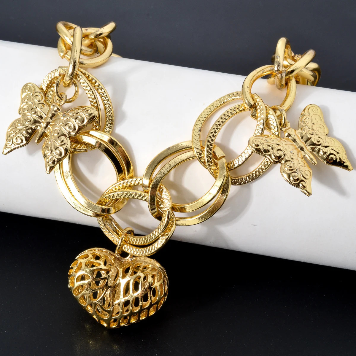 italian Charm Bracelet Jewelry For Women Hip Hop Punk 18K Gold Plated Bracelet Trend Wedding Party Mothers Day Gift 241225