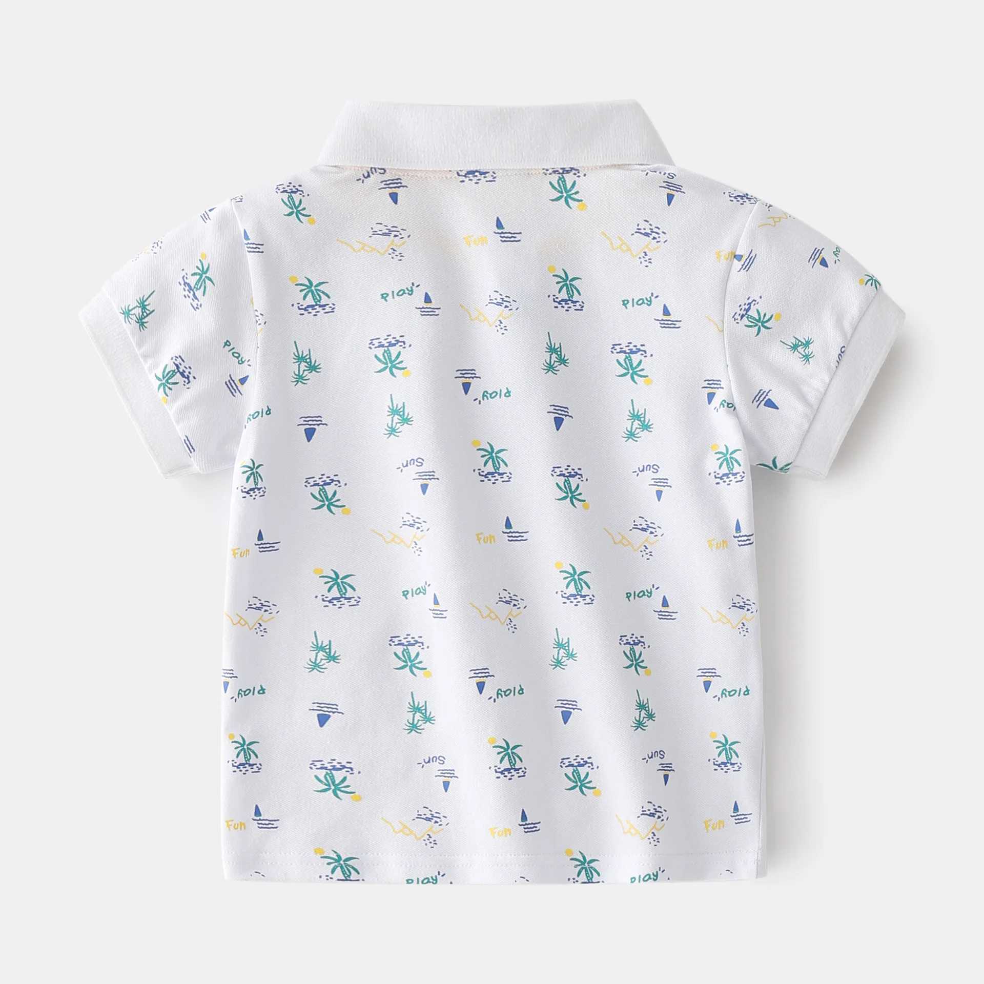 Boys Polo Shirts Turn-down Collar Summer Tree Short-Sleeved Children Top Wears Kids Casual ClothesXJ241225
